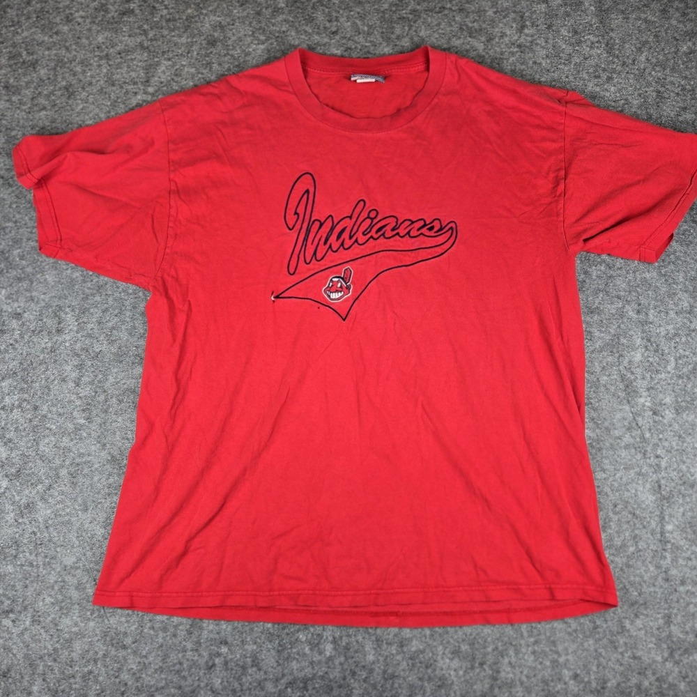 Vintage Cleveland Indians Cursive T-Shirt Sz XXL Lee Sport‎ Made In USA VTG Flaw